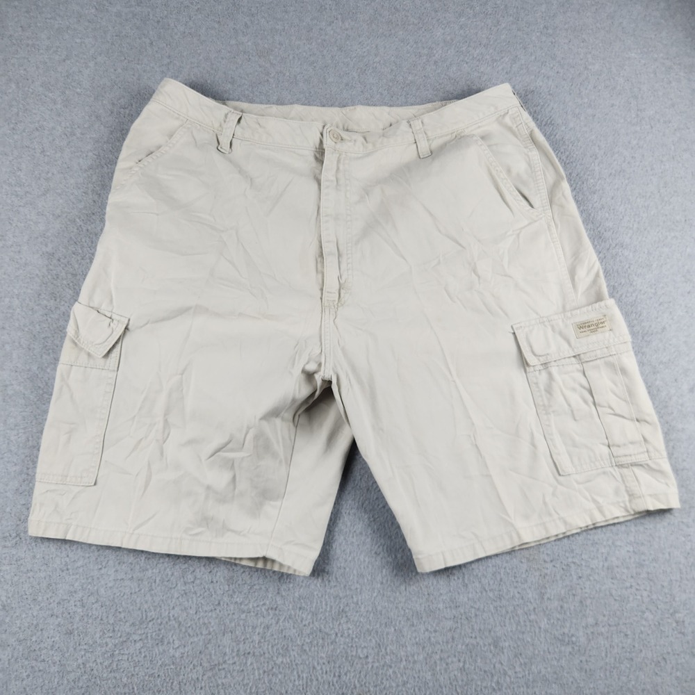 Wrangler Cargo Shorts Mens 40 Beige Cotton Twill Utility Workwear Relaxed Fit